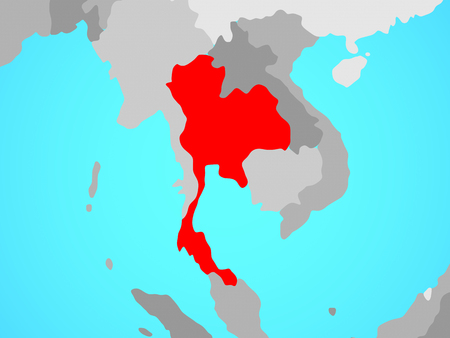 Thailand on blue political globe. 3D illustration.の写真素材