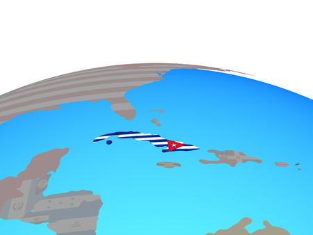 Cuba with national flag on political globe. 3D illustration.の写真素材