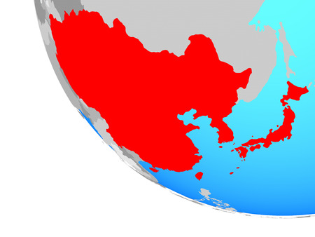 East Asia on simple globe. 3D illustration.の写真素材