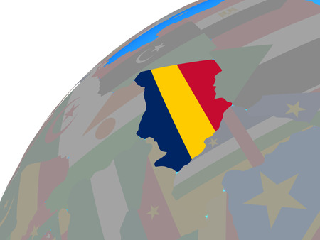 Chad with embedded national flag on globe. 3D illustration.の写真素材
