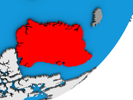Greenland on blue political 3D globe. 3D illustration.の写真素材