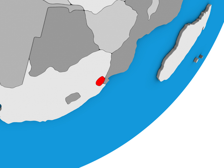 eSwatini on blue political 3D globe. 3D illustration.の写真素材