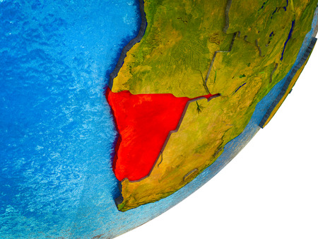 Namibia on 3D model of Earth with water and divided countries. 3D illustration.の写真素材