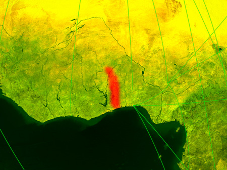 Togo on digital map with networks. Concept of international travel, communication and technology. 3D illustration.の写真素材