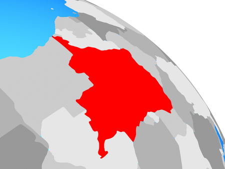 Dem Rep of Congo on simple blue political globe. 3D illustration.の写真素材