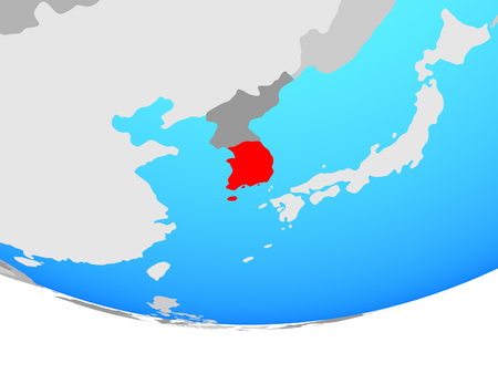 South Korea on simple political globe. 3D illustration.の写真素材