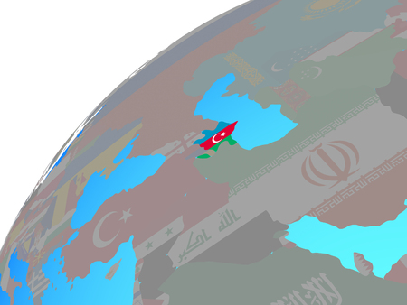Azerbaijan with embedded national flag on globe. 3D illustration.の写真素材