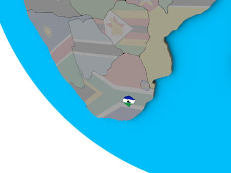 Lesotho with embedded national flag on simple 3D globe. 3D illustration.の写真素材