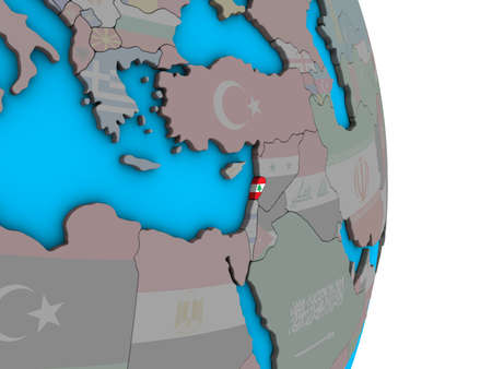 Lebanon with embedded national flag on simple political 3D globe. 3D illustration.の写真素材