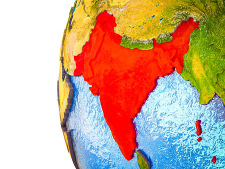 British India highlighted on 3D Earth with visible countries and watery oceans. 3D illustration.の写真素材