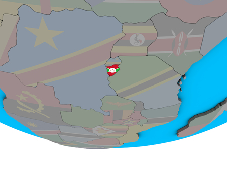 Burundi with embedded national flag on simple political 3D globe. 3D illustration.の写真素材
