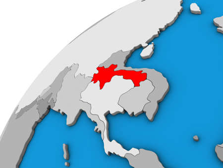 Laos on 3D globe. 3D illustration.の写真素材