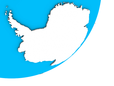 Antarctica with national flag on blue political 3D globe. 3D illustration.の写真素材