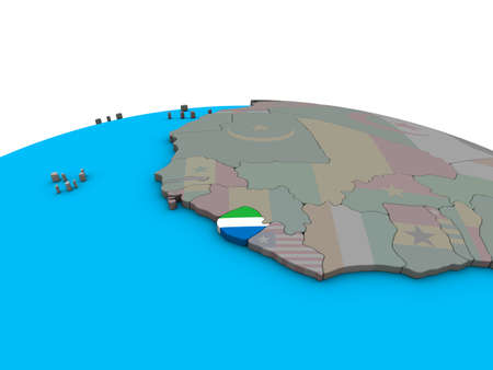 Sierra Leone with embedded national flag on political 3D globe. 3D illustration.の写真素材