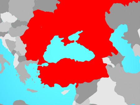 Black Sea Region on blue political globe. 3D illustration.の写真素材