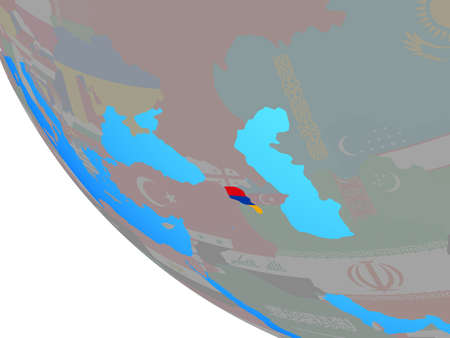 Armenia with national flag on simple globe. 3D illustration.の写真素材