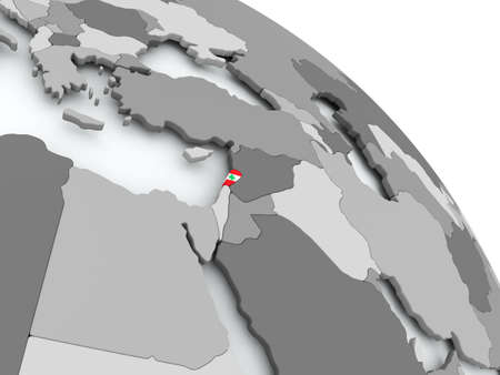 Lebanon on globe with flag. 3D illustration.の写真素材
