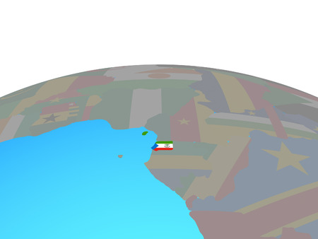 Equatorial Guinea with national flag on political globe. 3D illustration.の写真素材