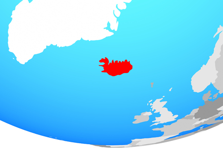 Iceland on simple political globe. 3D illustration.の写真素材