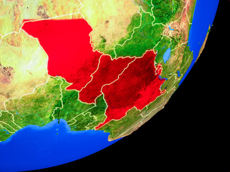 Central Africa on planet Earth with country borders and highly detailed planet surface. 3D illustration.の写真素材