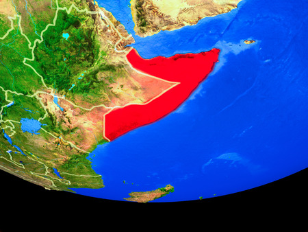 Somalia from space on model of planet Earth with country borders. 3D illustration.の写真素材