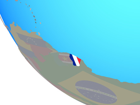 French Guiana with national flag on simple globe. 3D illustration.の写真素材