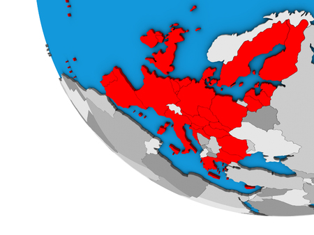 European Union on simple 3D globe. 3D illustration.の写真素材