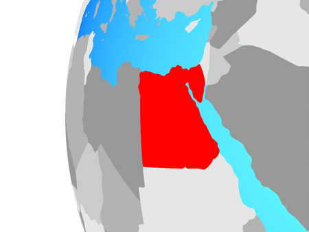 Egypt on blue political globe. 3D illustration.の写真素材