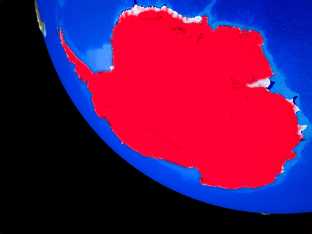 Antarctica on realistic model of planet Earth with country borders and very detailed planet surface. 3D illustration.の写真素材