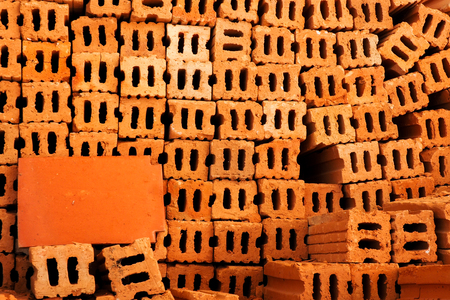 Brown laterite or brown brick which has hole inside themの写真素材