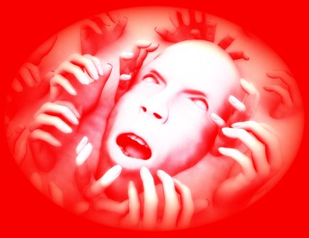 My vision a concept of someone who is overwhelmed with pain, but it could also be a abstract nightmare. A good image for .の写真素材