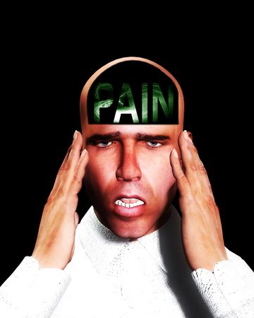 A image of a man in terrible expressive pain, possible having a migraine. の写真素材