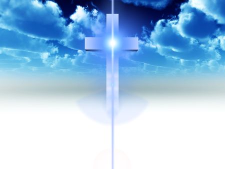 A religious cross with some added illumination, the image is suitable for religious conceptsの写真素材
