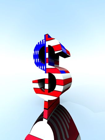 An American Dollar sign with the US flag on it.の写真素材