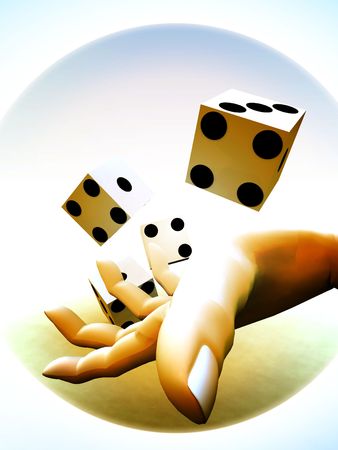 A image of a set of dice that have been thrown, it would be suitable for images based on betting.の写真素材