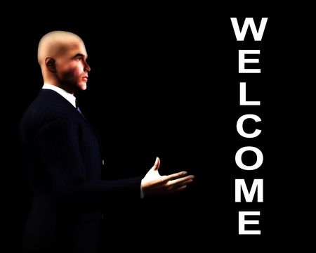 An image of a welcoming business man.の写真素材