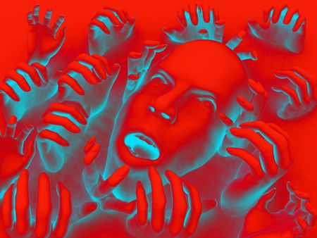 My vision a concept of someone who is overwhelmed with pain, but it could also be a abstract nightmare. A good image for .の写真素材