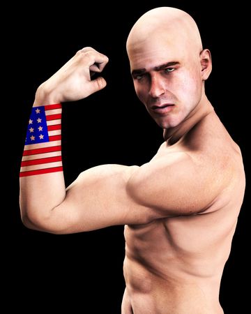 A man with the American flag on his body, a great image for every patriotic Americanの写真素材