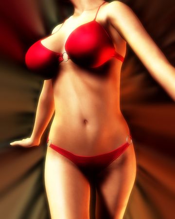 A image of a female torso wearing a bikini.の写真素材