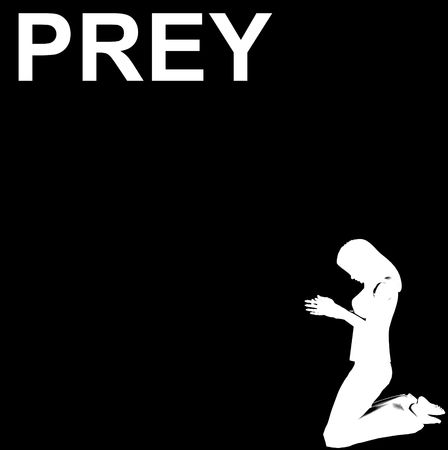 An image of a lady praying next to the word prey.の写真素材