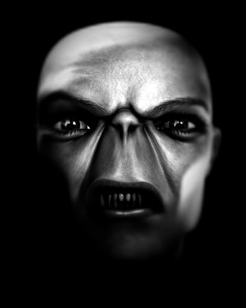 An image of a rather angry and scary looking  monster.