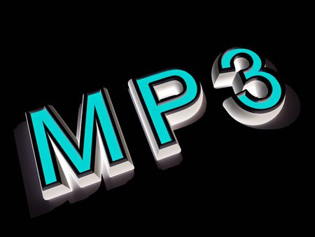 A word presented in a 3d form representing the audio format MP3.の写真素材