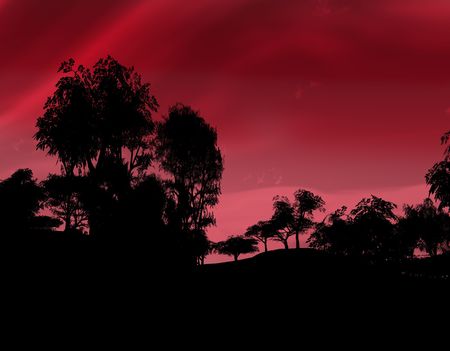 A image of a computer created tree landscape.の写真素材