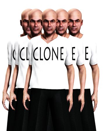 A conceptual image of a man that has been cloned many times.の写真素材