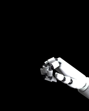 A computer created image of a robot hand that is forming a punching fist.の写真素材