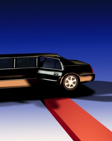 An image of a Limousine with a red carpet, useful for concepts involving fame and movie premieres.の写真素材
