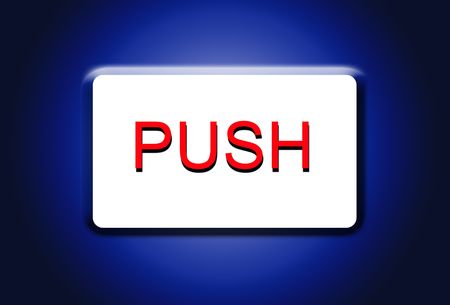 An image of a button or key on a keyboard, with the action word push on it.
