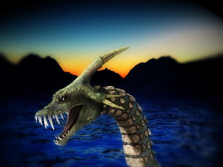 An image of a scary snake like sea monster, it would be good for fear and  concepts.の写真素材