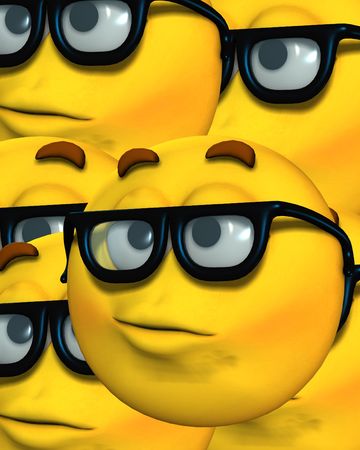 A conceptual image of a lot cartoon faces, which represents being a smart or clever geek. の写真素材
