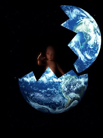 A conceptual image showing how the world can create life, in this case a .の写真素材